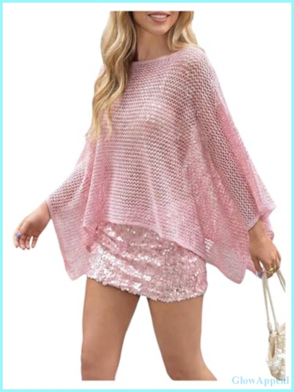 Women's Sheer Knit Poncho Shrug Bolero Cover Up Party Top